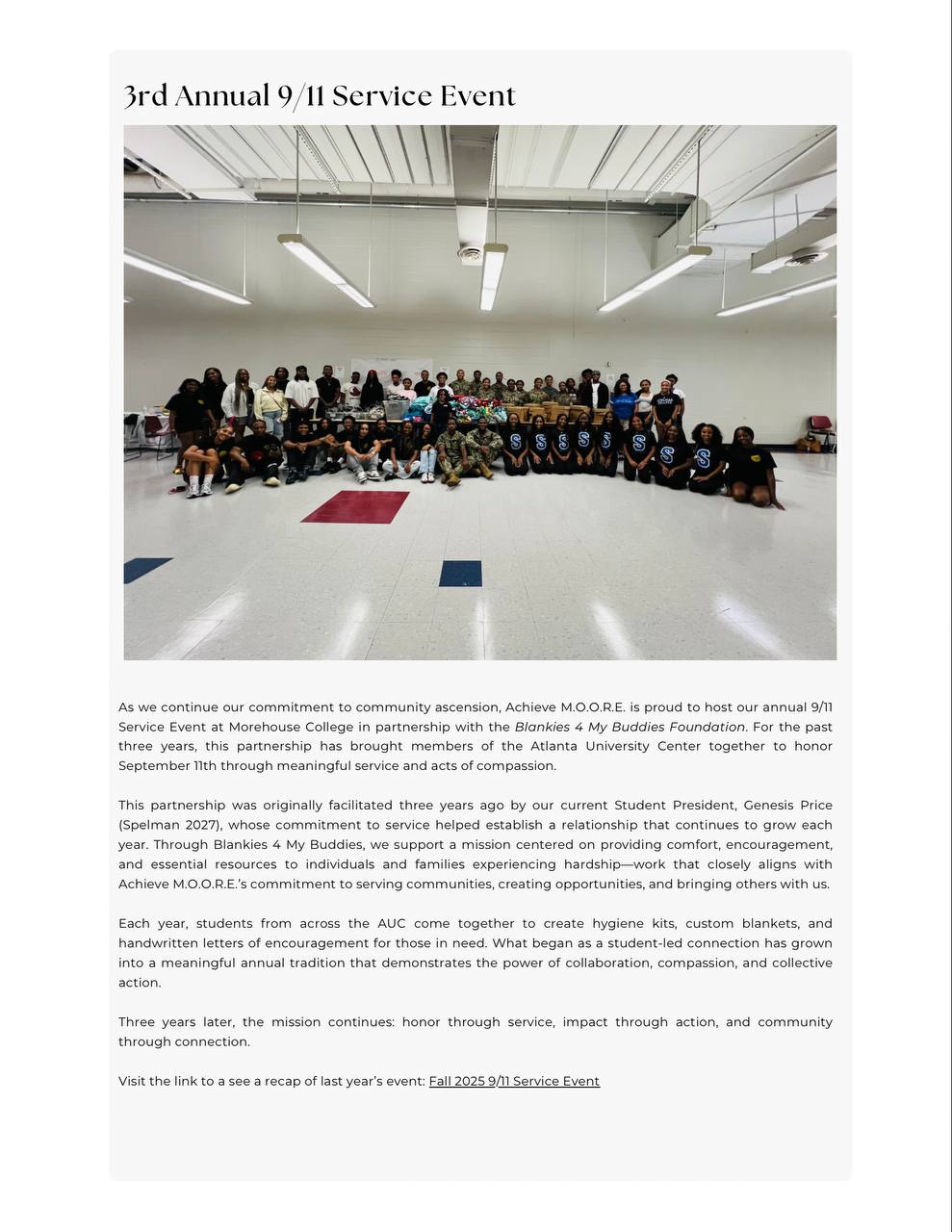 A.M News Issue 6, page 3 — 3rd Annual 9/11 Service Event at Morehouse College